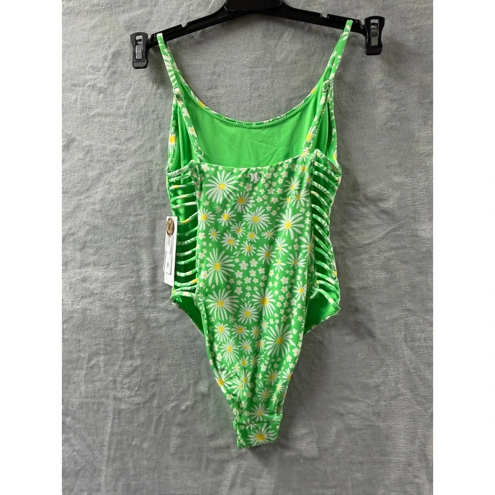 Hurley Pop Blooms Juniors Moderate One Piece Swimsuit Green Daisy Floral XS